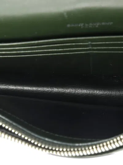 Pre-owned Saint Laurent Classic Monogram Tassel Chain Wallet Velvet Crossbody Bag In Green