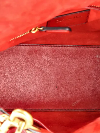 Pre-owned Dior Supple Lady  Bag Cannage Studded Lambskin Medium Satchel In Red