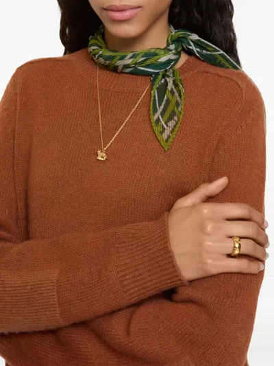 Burberry Checked Silk Scarf In Green