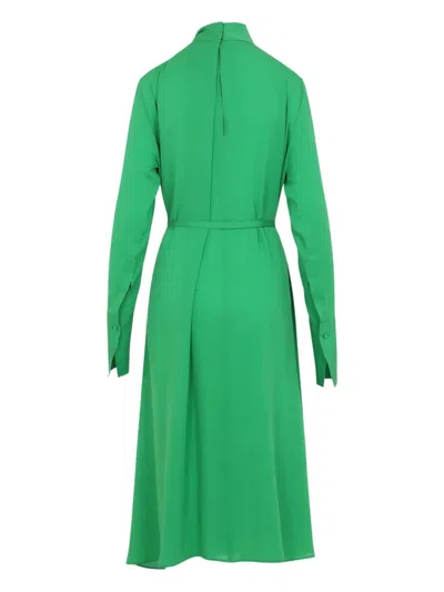 Tom Ford Embellished Belted Pleated Silk-georgette Midi Dress In Green