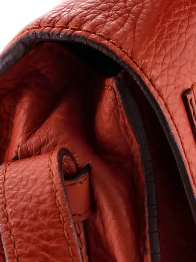 Pre-owned Chloé Marcie Leather Mini Crossbody Bag In Orange