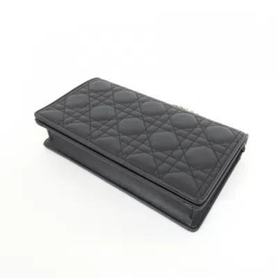 Pre-owned Dior Christian  Black Leather Chain/shoulder Wallet ()