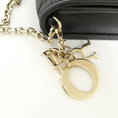 Pre-owned Dior Christian  Black Leather Chain/shoulder Wallet ()