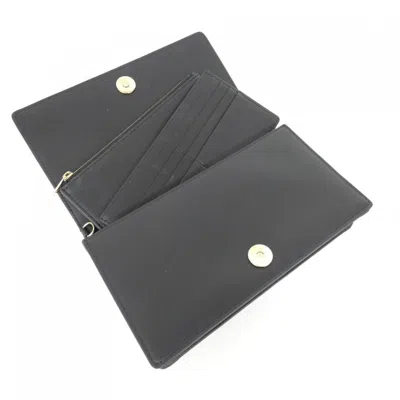 Pre-owned Dior Christian  Black Leather Chain/shoulder Wallet ()
