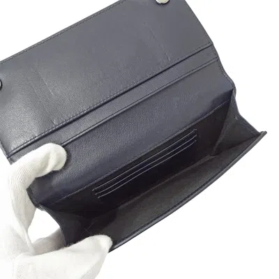 Pre-owned Dior Christian  Navy Leather Chain/shoulder Wallet () In Blue