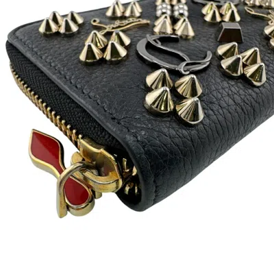 Pre-owned Christian Louboutin Black Leather Coin Purse/coin Case ()