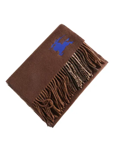 Burberry Check-pattern Fringed Scarf In Brown