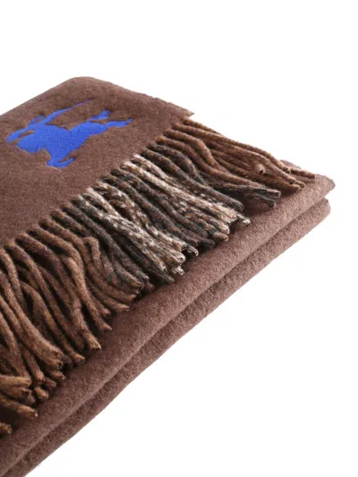 Burberry Check-pattern Fringed Scarf In Brown