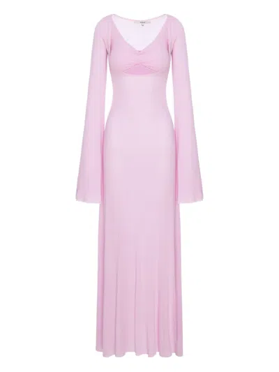 Manurí V-neck Long-sleeve Maxi Dress In Pink