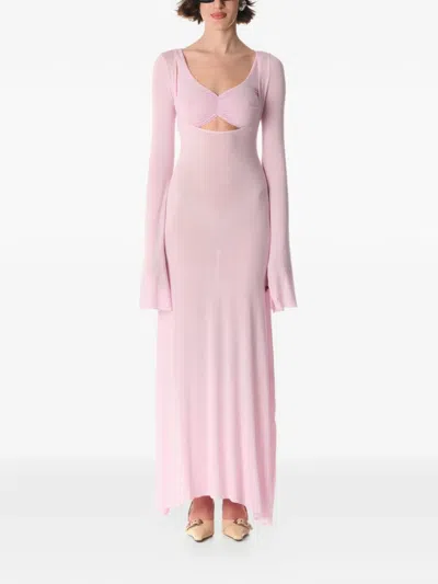 Manurí V-neck Long-sleeve Maxi Dress In Pink