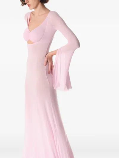 Manurí V-neck Long-sleeve Maxi Dress In Pink