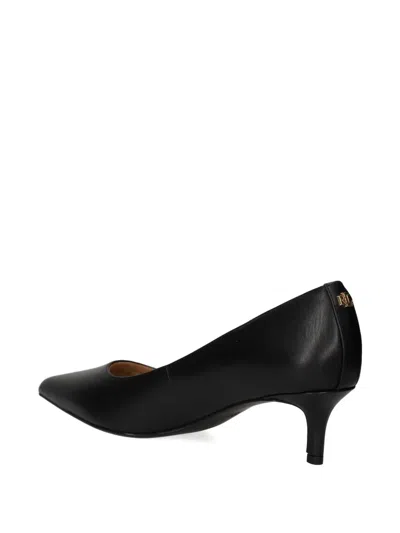 Ralph Lauren Pointed Leather Pumps In Black