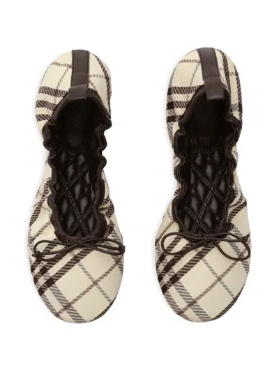 Burberry Fabric Ballerina Shoes Bow Check Pattern In Pattern