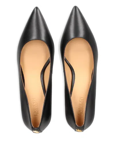 Ralph Lauren Pointed Leather Pumps In Black