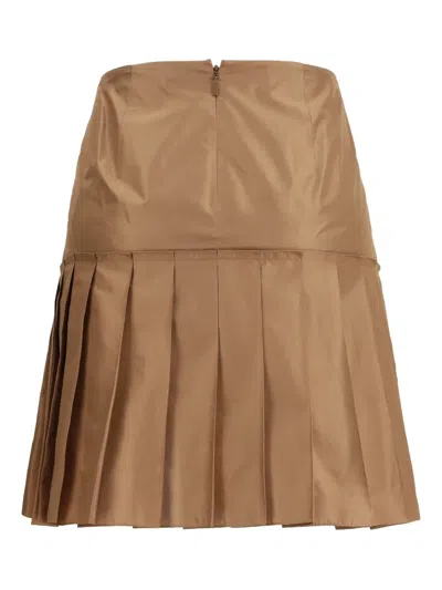 Fendi Pleated Silk Taffeta Mini Skirt In Brown