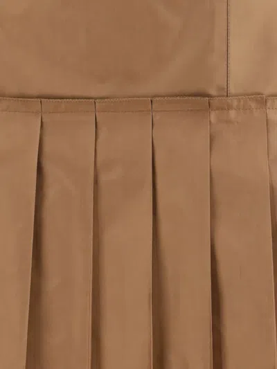 Fendi Pleated Silk Taffeta Mini Skirt In Brown