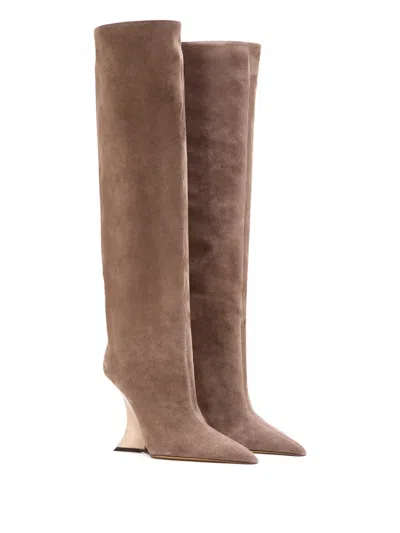 Paris Texas Heel Detail Boots In Brown