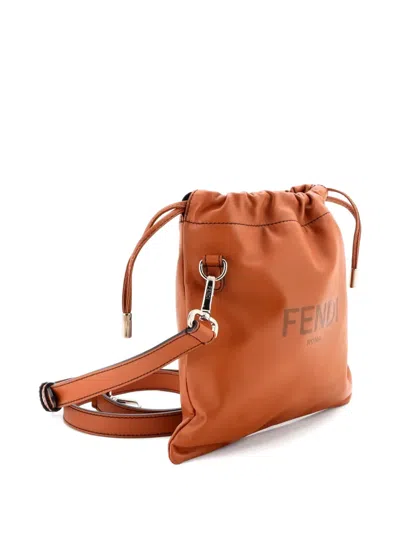 Pre-owned Fendi Pack Pouch Leather Mini Crossbody Bag In Brown