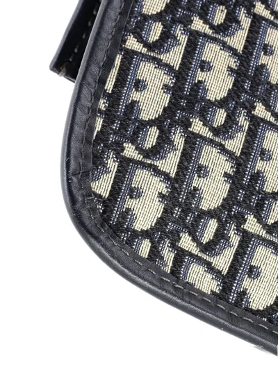 Pre-owned Dior Fold Over Oblique Canvas Clutch Bag In Blue