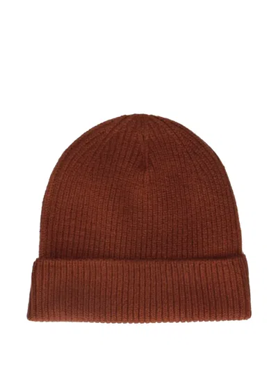 New Balance Logo-patch Beanie Hat In Brown