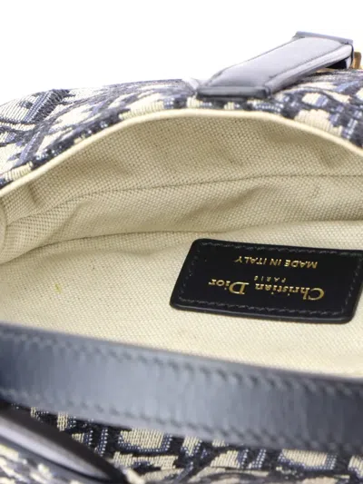 Pre-owned Dior Saddle Handbag Oblique Canvas Mini Shoulder Bag In Blue