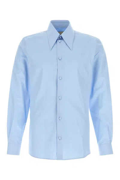 Valentino Long Sleeve Poplin Shirt Featuring Collar In Blue
