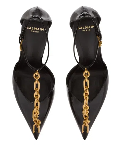 Balmain Sync Patent Leather Stilettos In Black