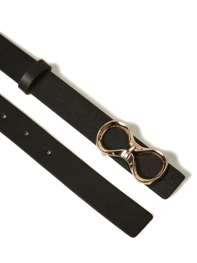 Twinset Logo-buckle Reversible Leather Belt In Black