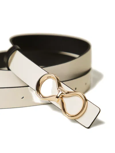 Twinset Logo-buckle Reversible Leather Belt In Black