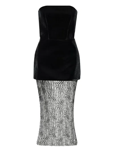 Vestiaire D'un Oiseau Libre Velvet Lace Midi Dress In Black