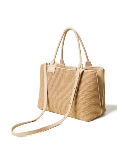 Twinset Parchment Rectangular Woven Handbag In Nude
