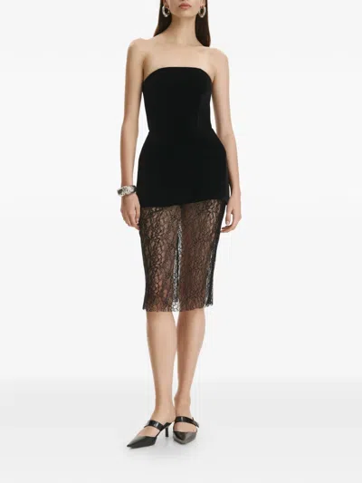 Vestiaire D'un Oiseau Libre Velvet Lace Midi Dress In Black