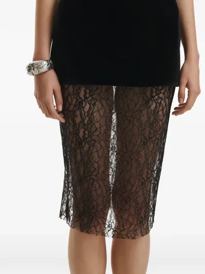 Vestiaire D'un Oiseau Libre Velvet Lace Midi Dress In Black