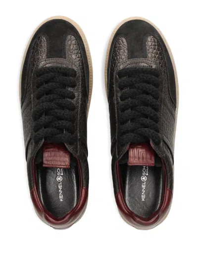 Kennel & Schmenger Croc-effect Lace-up Sneakers In Black
