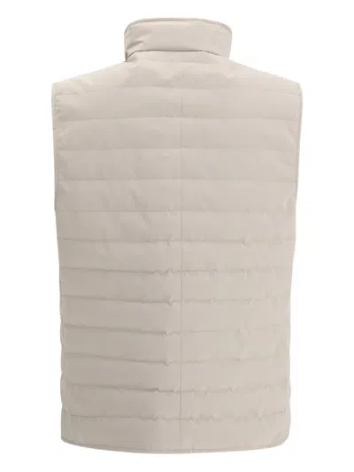 Brunello Cucinelli Beige Polyester Sleveless Jacket In Neutral