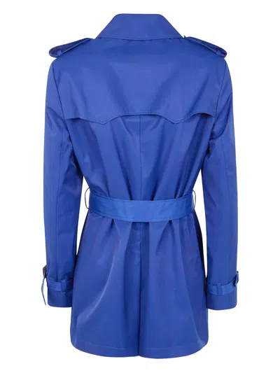 Ralph Lauren Button Belted Coat In Blue