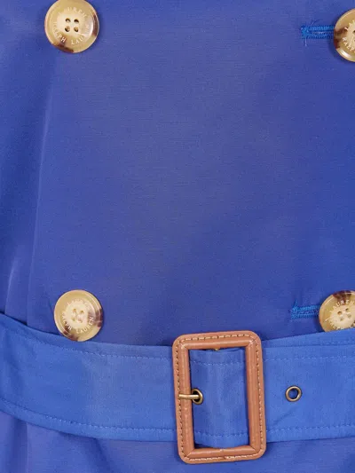 Ralph Lauren Button Belted Coat In Blue