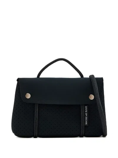 State Of Escape Compass Perforated Top Handle Mini Cross Body Bag In Black