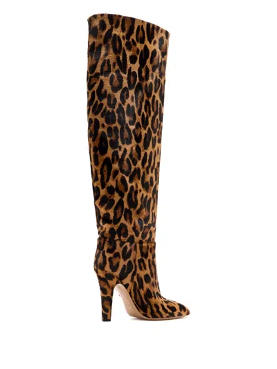Paris Texas Elsa Leopard Heeled Boots In Brown