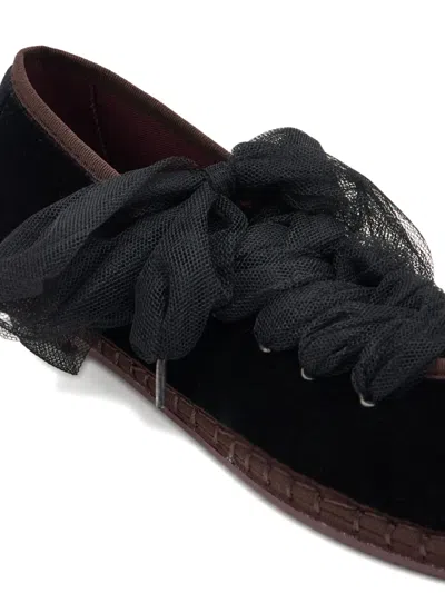 Flabelus Ginevra Tulle Ribbon Espadrilles In Black