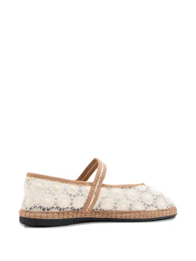 Flabelus Pierre Sun Flower Buckle Espadrilles In White
