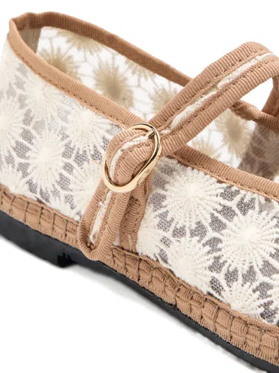 Flabelus Pierre Sun Flower Buckle Espadrilles In White