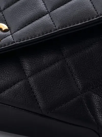 Pre-owned Chanel Carry With Chic Chain Flap Waist Bag Quilted Calfskin Belt Bag In Black