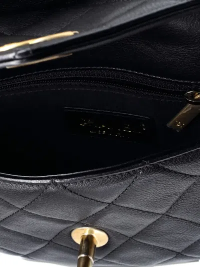 Pre-owned Chanel Carry With Chic Chain Flap Waist Bag Quilted Calfskin Belt Bag In Black