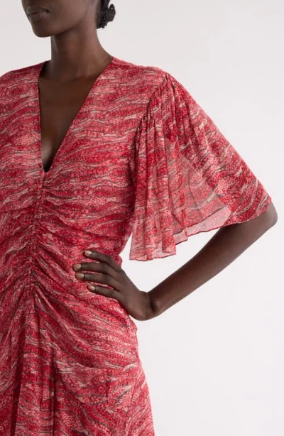 Isabel Marant Étoile Vivienne Abstract Print Georgette Dress In Brown