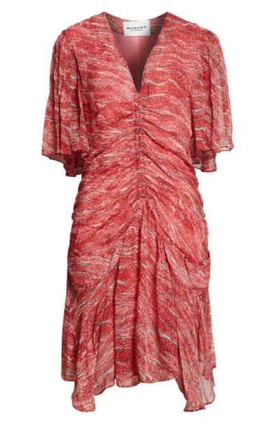 Isabel Marant Étoile Vivienne Abstract Print Georgette Dress In Brown