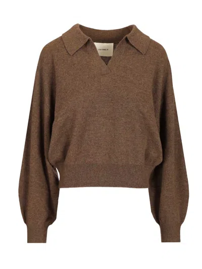 Lisa Yang Katriel Polo Sweater Knitwear Brown In Brown