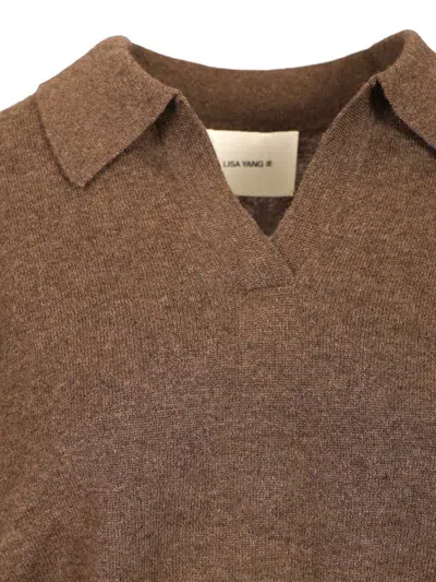 Lisa Yang Katriel Polo Sweater Knitwear Brown In Brown