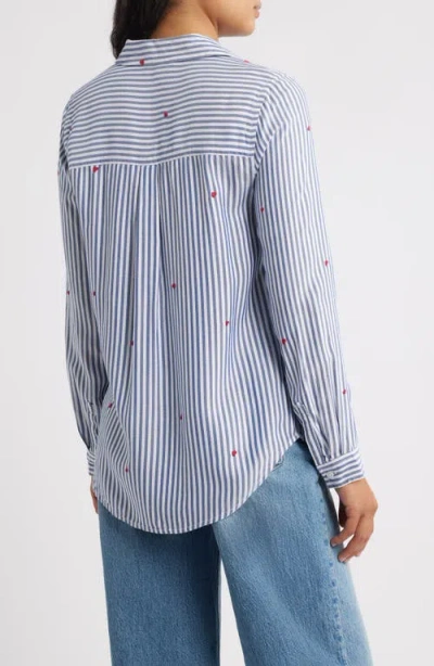 Beachlunchlounge Kaylee Heart Stripe Long Sleeve Button-up Shirt In Multi