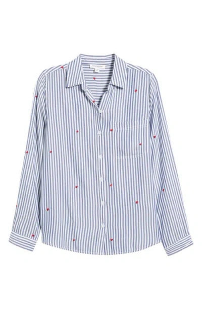 Beachlunchlounge Kaylee Heart Stripe Long Sleeve Button-up Shirt In Multi